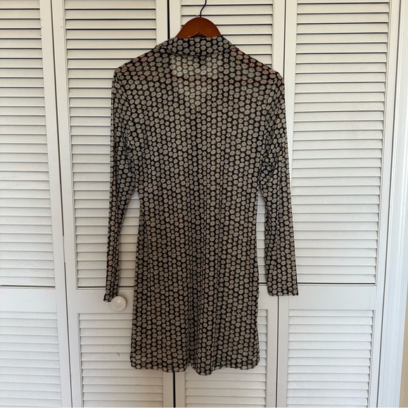 Wild Fable Sheer Mesh Daisy Mini Dress Button Front Black White M - Picture 4 of 12